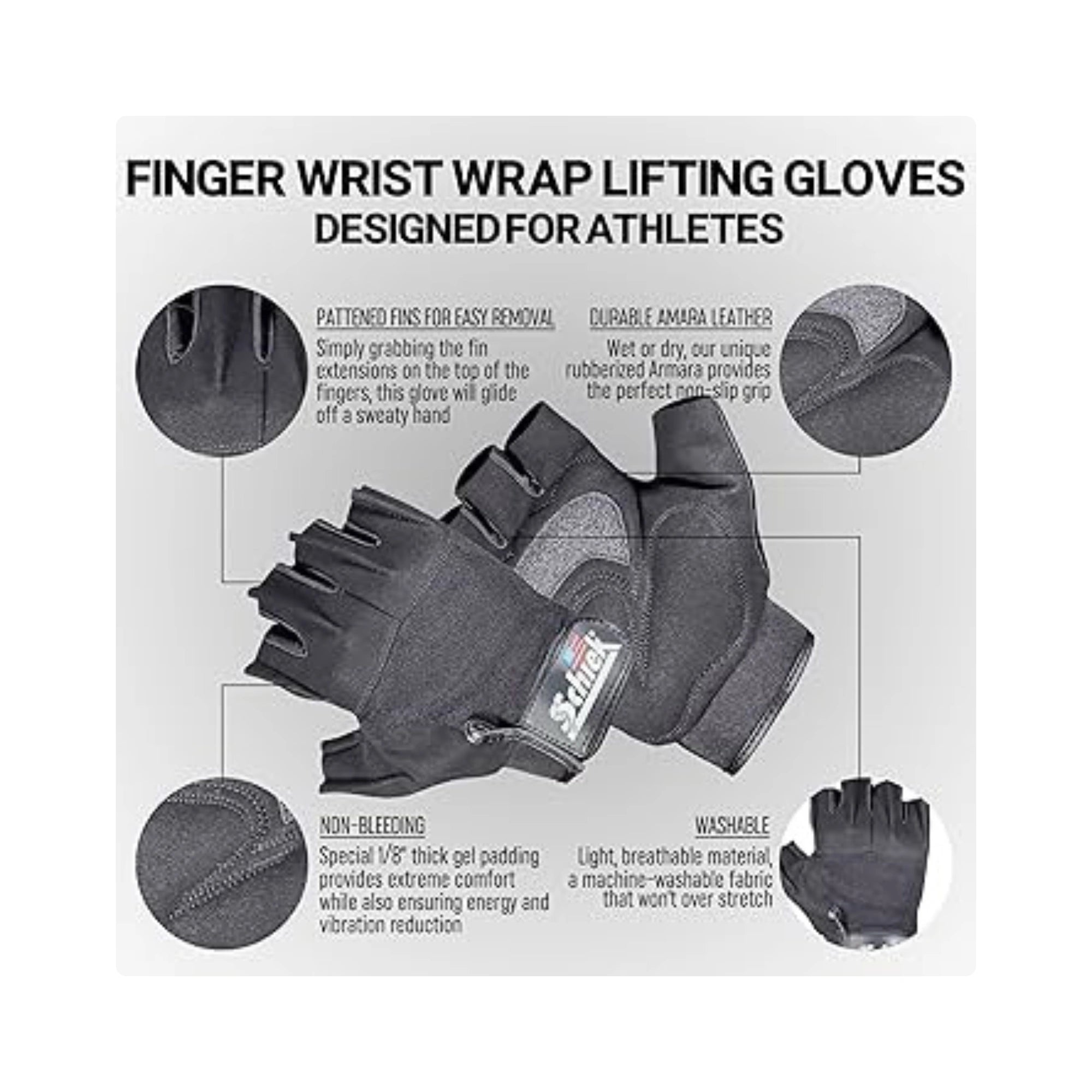 Schiek 540 Platinum Lifting Gloves Wrist Wrap