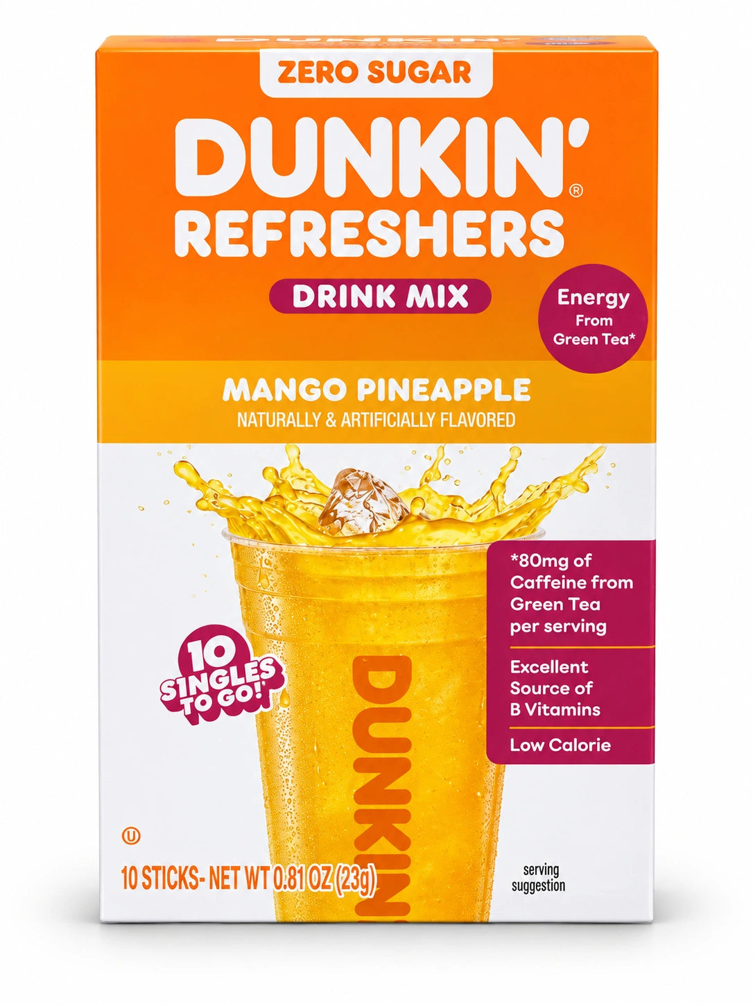 Dunkin Refreshers Zero Sugar Drinks Mix Single To Go
