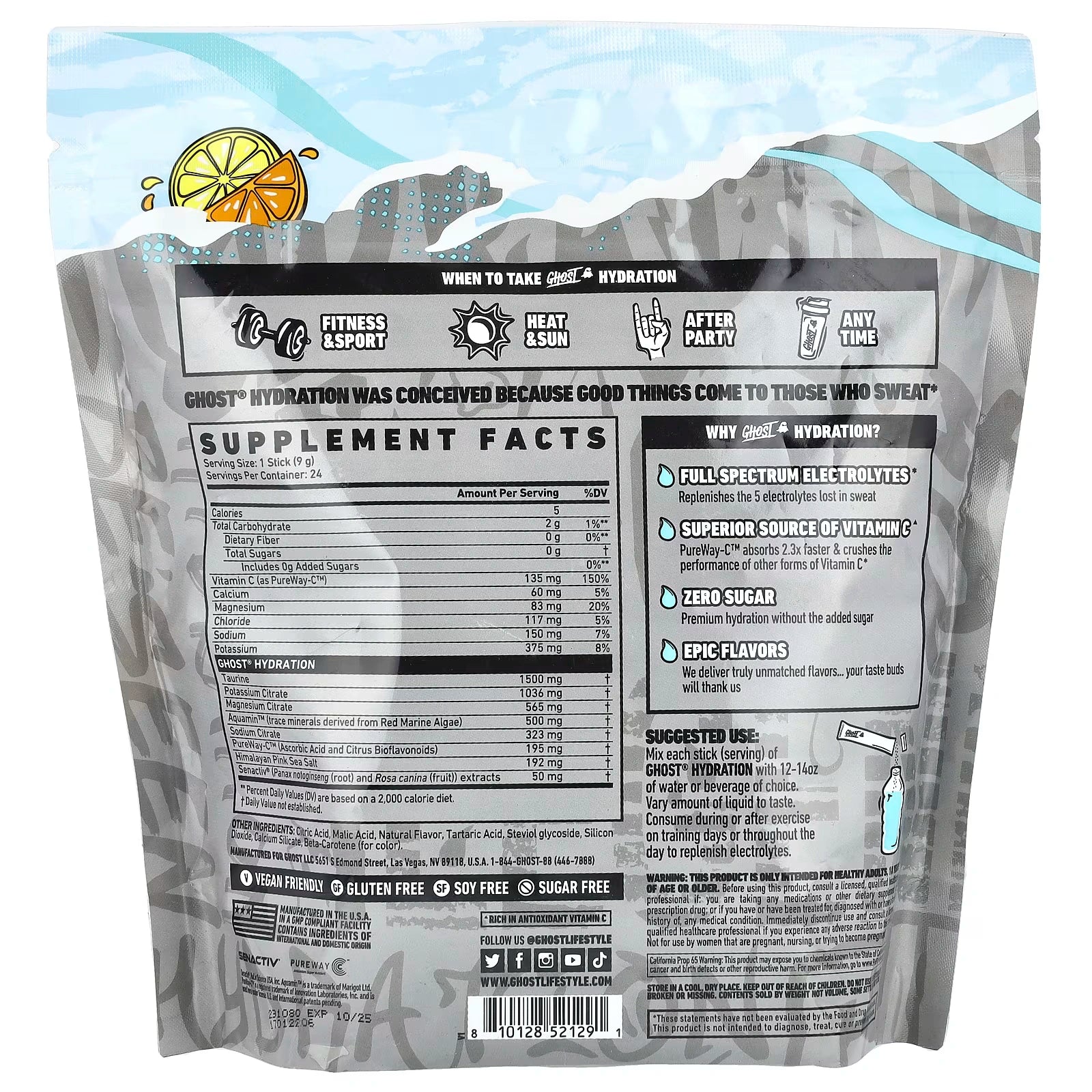 Ghost Hydration Electrolytes Lemon Crush 24 Sticks