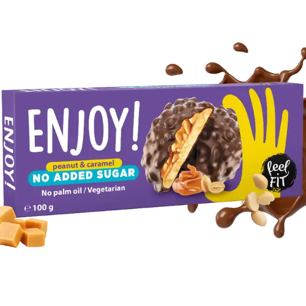 Feel Fit Enjoy Cookies | Peanut & Caramel Flavor | Sugar & Palm Oil Free | Vegetarian- 100g