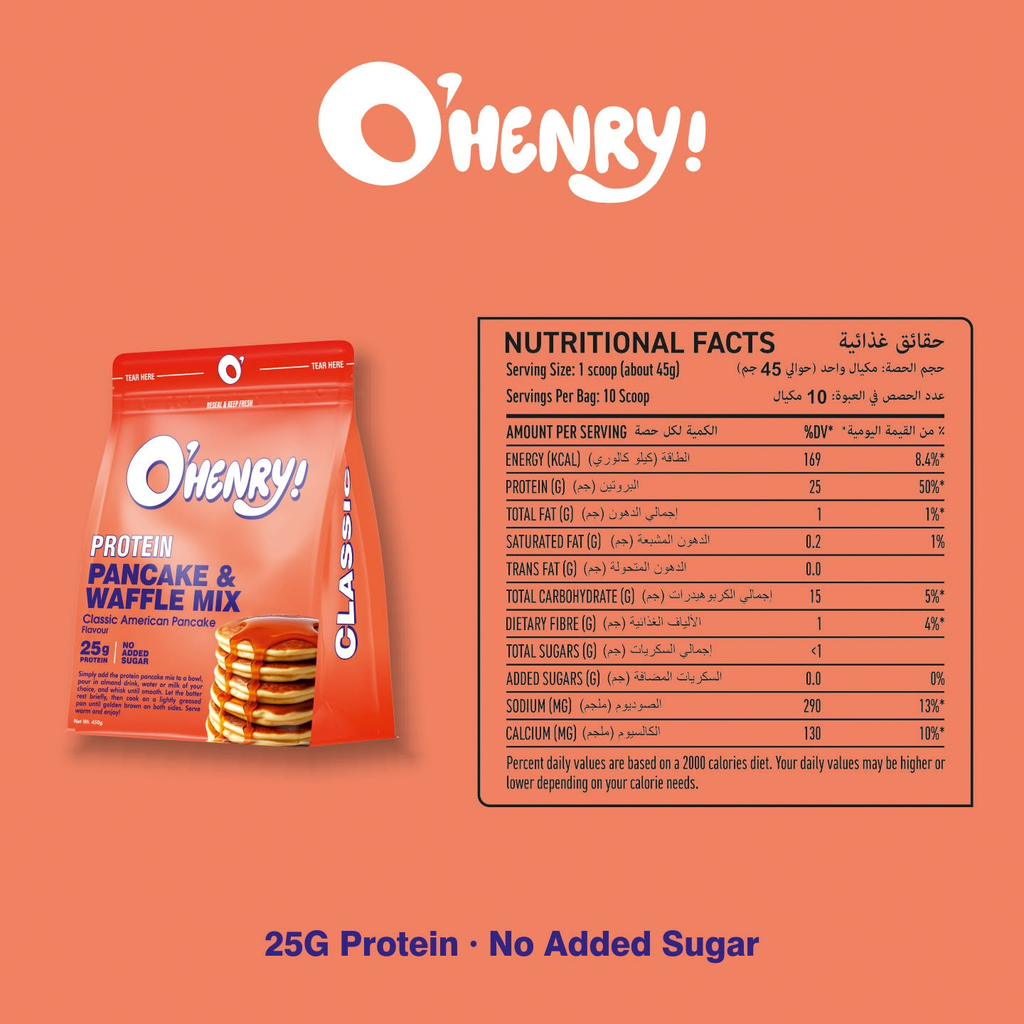 O’Henry Protein Pancake and Waffle Mix Classic American Pancake Flavour 450g