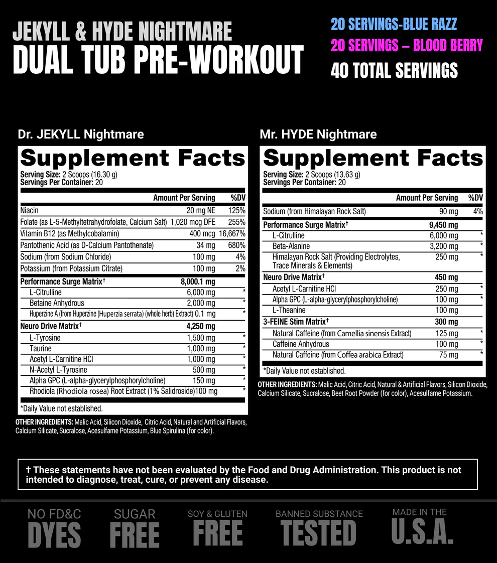 ProSupps Jekyll & Hyde Nightmare Dual Tub 40 serving - Blue Razz/Blood Berry